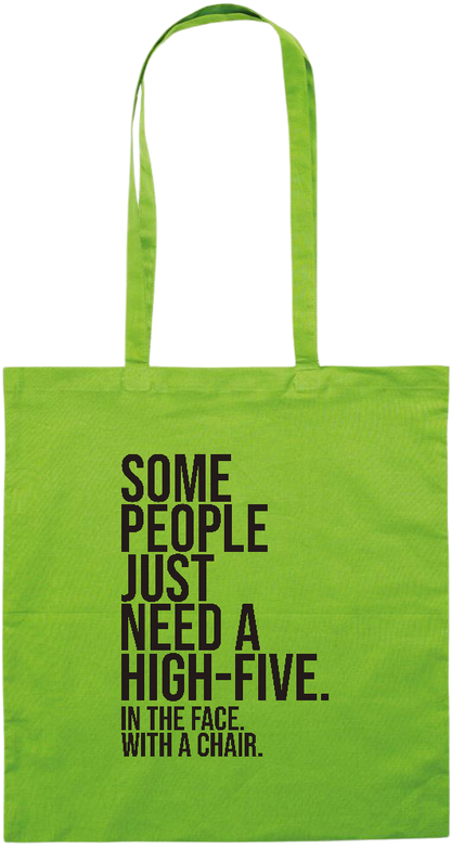 High Five In the Face Design - Premium colored cotton tote bag_LIME_front