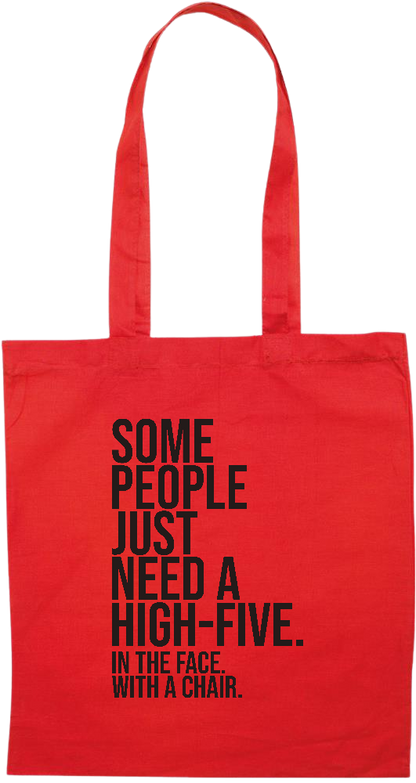 High Five In the Face Design - Premium colored cotton tote bag_RED_front