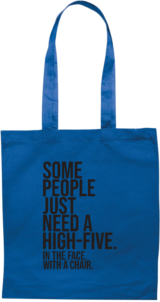 High Five In the Face Design - Premium colored cotton tote bag_ROYAL BLUE_front