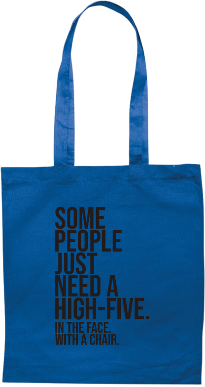 High Five In the Face Design - Premium colored cotton tote bag_ROYAL BLUE_front