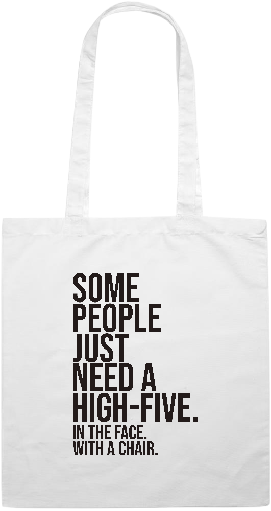 High Five In the Face Design - Premium colored cotton tote bag_WHITE_front