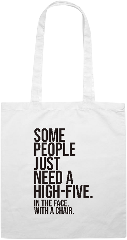 High Five In the Face Design - Premium colored cotton tote bag_WHITE_front