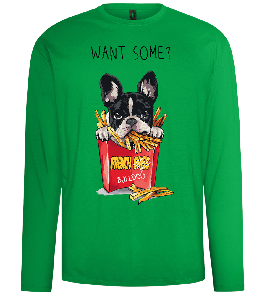 French Fries Design - Comfort men's long sleeve t-shirt_MEADOW GREEN_front