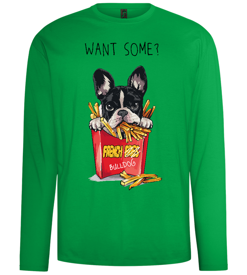 French Fries Design - Comfort men's long sleeve t-shirt_MEADOW GREEN_front