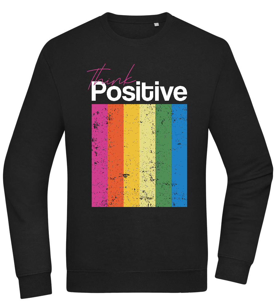 Think Positive Rainbow Design - Comfort Essential Unisex Sweater_BLACK_front