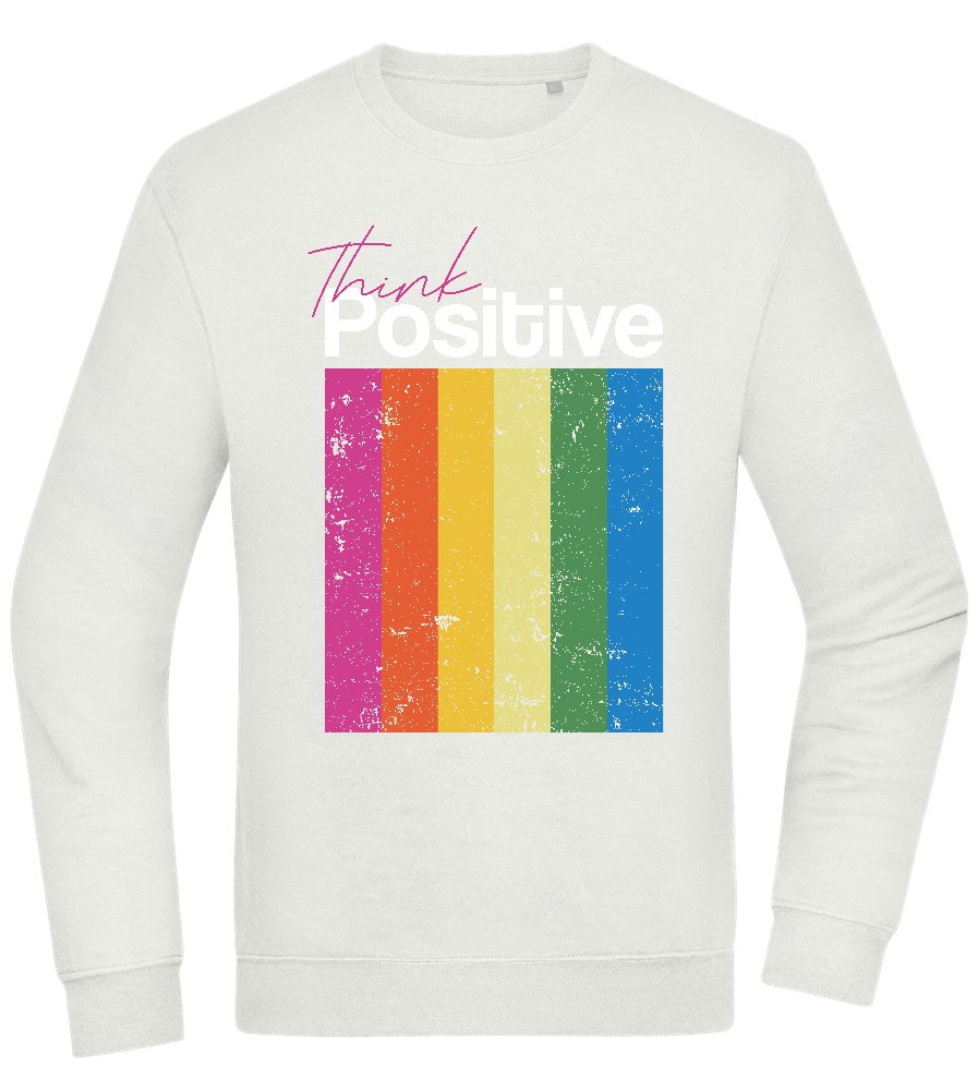 Think Positive Rainbow Design - Comfort Essential Unisex Sweater_CREAMY GREEN_front