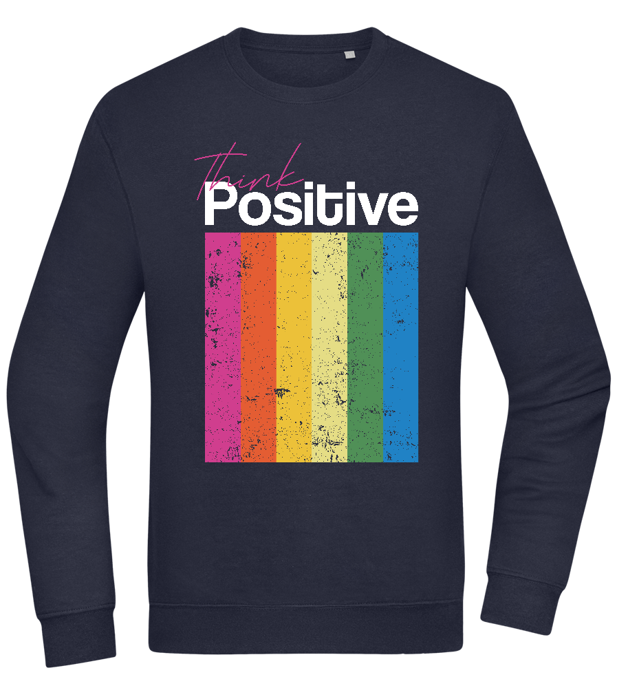 Think Positive Rainbow Design - Comfort Essential Unisex Sweater_FRENCH NAVY_front