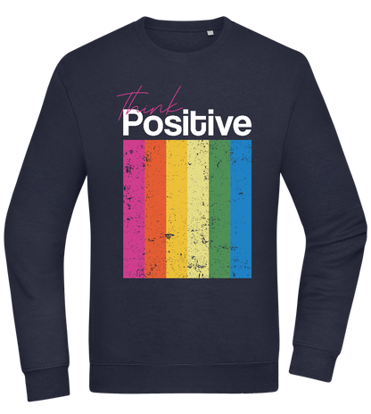 Think Positive Rainbow Design - Comfort Essential Unisex Sweater_FRENCH NAVY_front