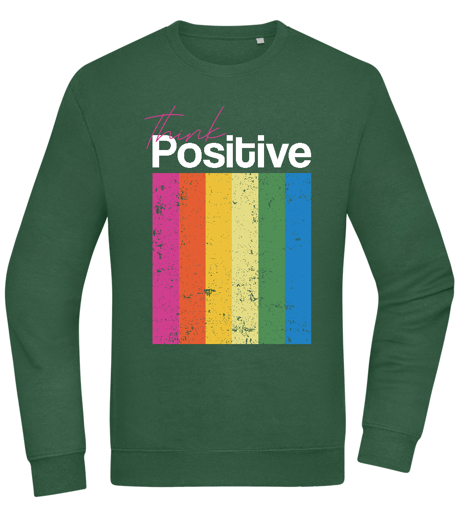 Think Positive Rainbow Design - Comfort Essential Unisex Sweater_GREEN BOTTLE_front