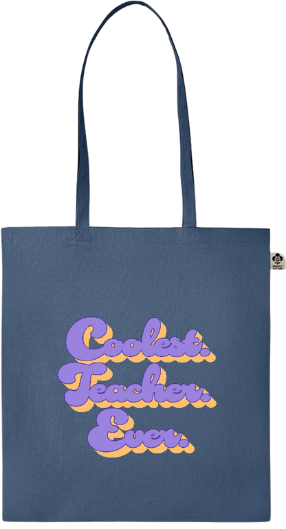 Coolest Teacher Ever Design - Essential colored organic cotton tote bag_BLUE_front