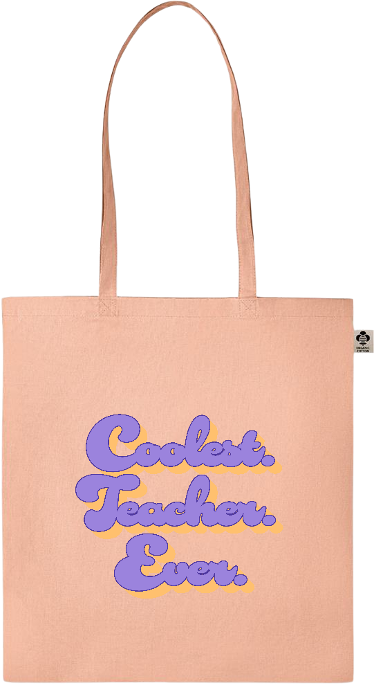 Coolest Teacher Ever Design - Essential colored organic cotton tote bag_ORANGE_front
