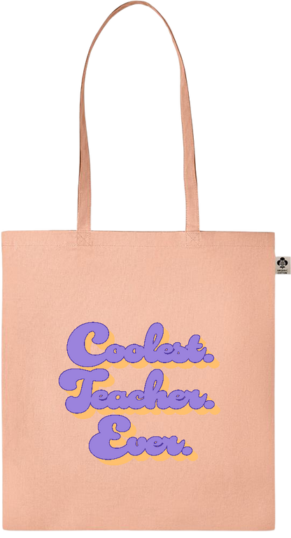 Coolest Teacher Ever Design - Essential colored organic cotton tote bag_ORANGE_front
