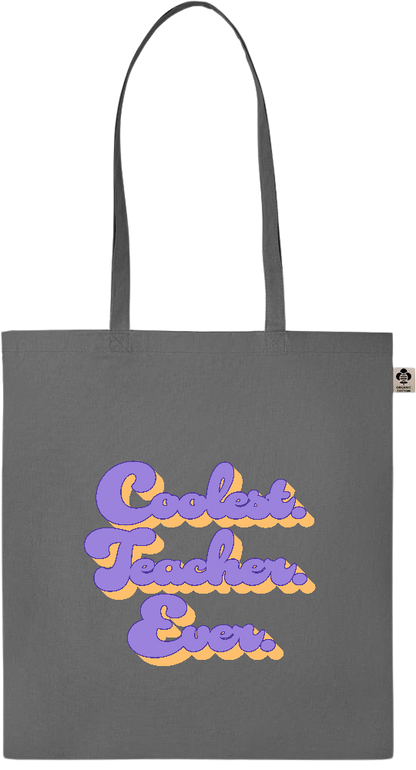 Coolest Teacher Ever Design - Essential colored organic cotton tote bag_STONE GREY_front