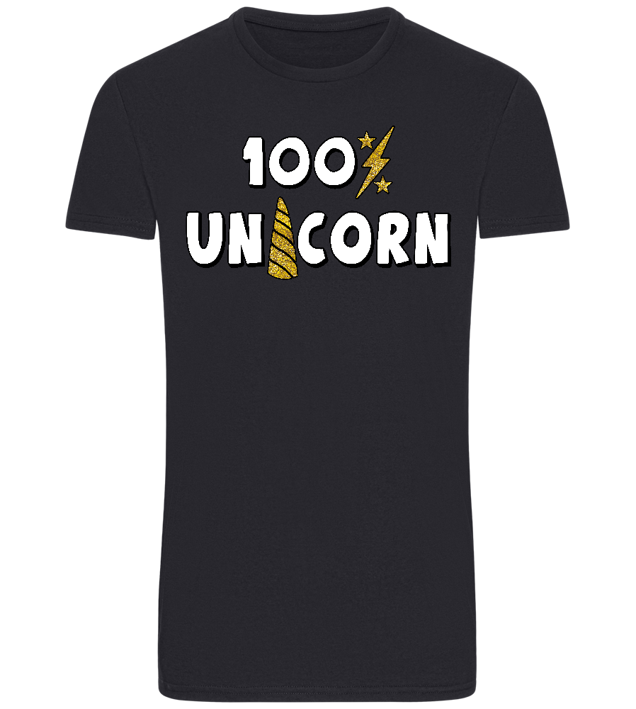 100 Percent Unicorn Design - Basic Unisex T-Shirt_FRENCH NAVY_front