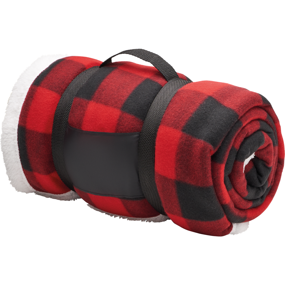 Sherpa Fleece Blanket with RPET Carry Handle_RED_DETAILEDIMAGE_front_2