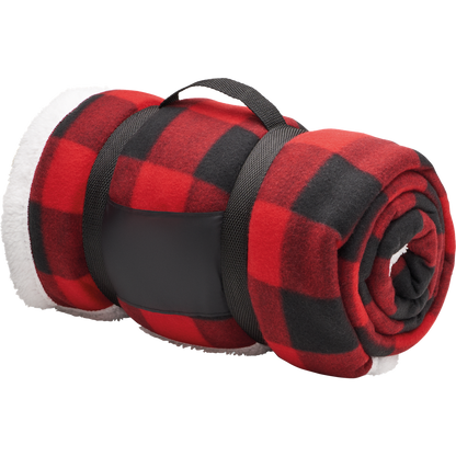 Sherpa Fleece Blanket with RPET Carry Handle_RED_DETAILEDIMAGE_front_2