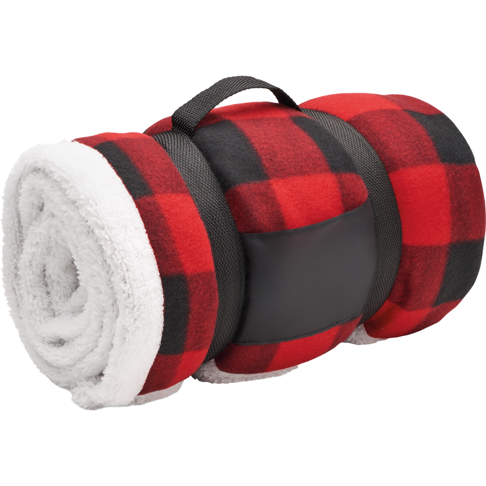 Sherpa Fleece Blanket with RPET Carry Handle_RED_DETAILEDIMAGE_front_1