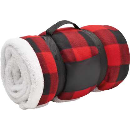 Sherpa Fleece Blanket with RPET Carry Handle_RED_DETAILEDIMAGE_front_1