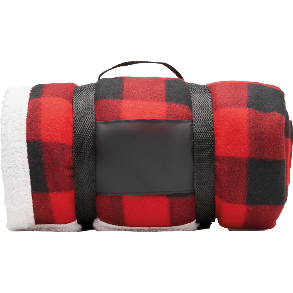 Sherpa Fleece Blanket with RPET Carry Handle_RED_DETAILEDIMAGE_front_4