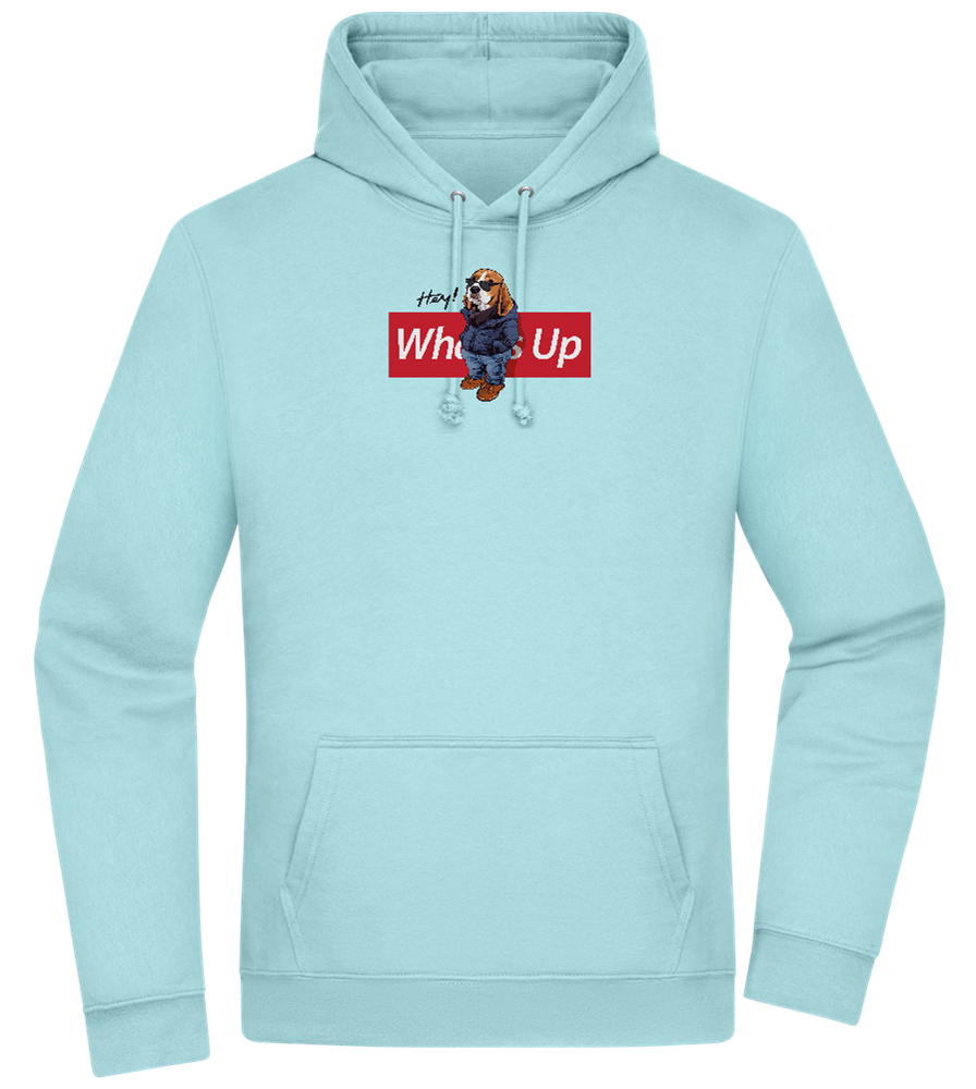 What's Up Dog Design - Premium Essential Unisex Hoodie_POOL BLUE_front