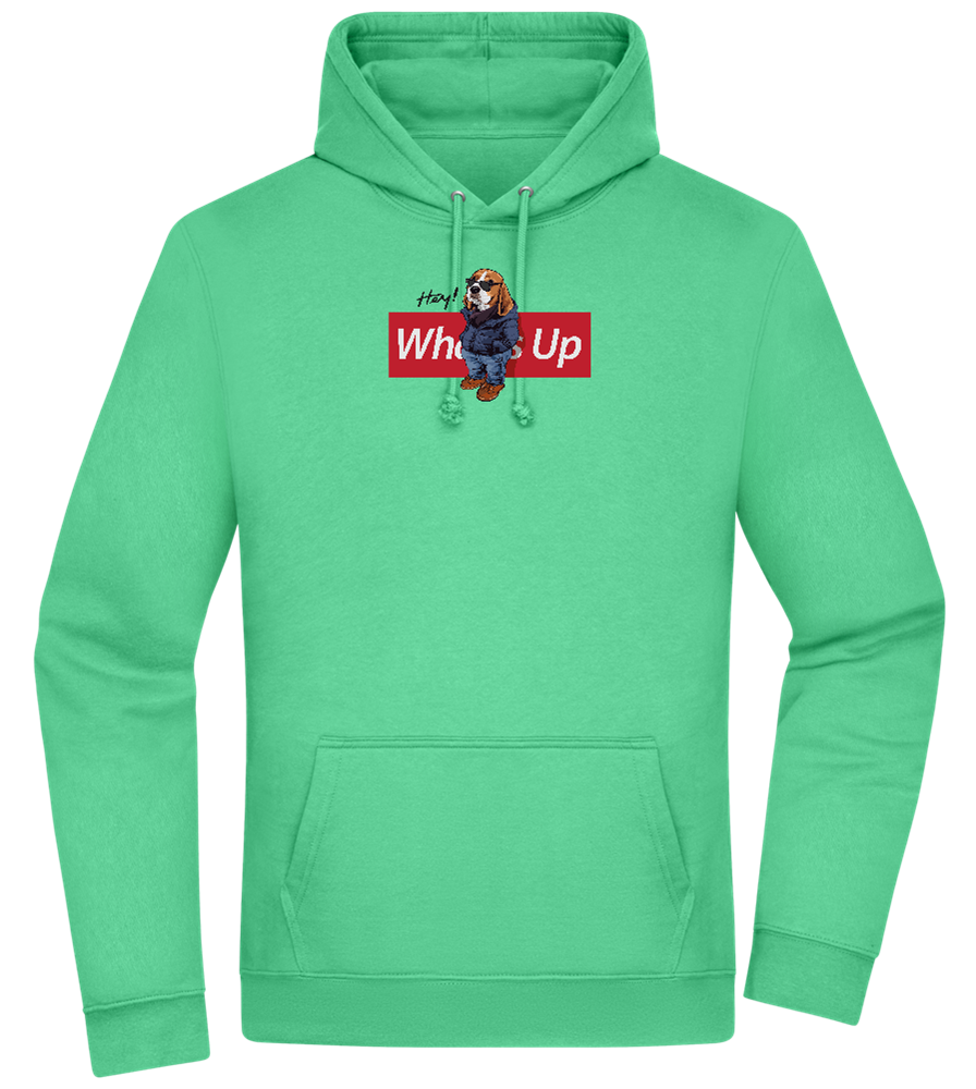 What's Up Dog Design - Premium Essential Unisex Hoodie_SPRING GREEN_front