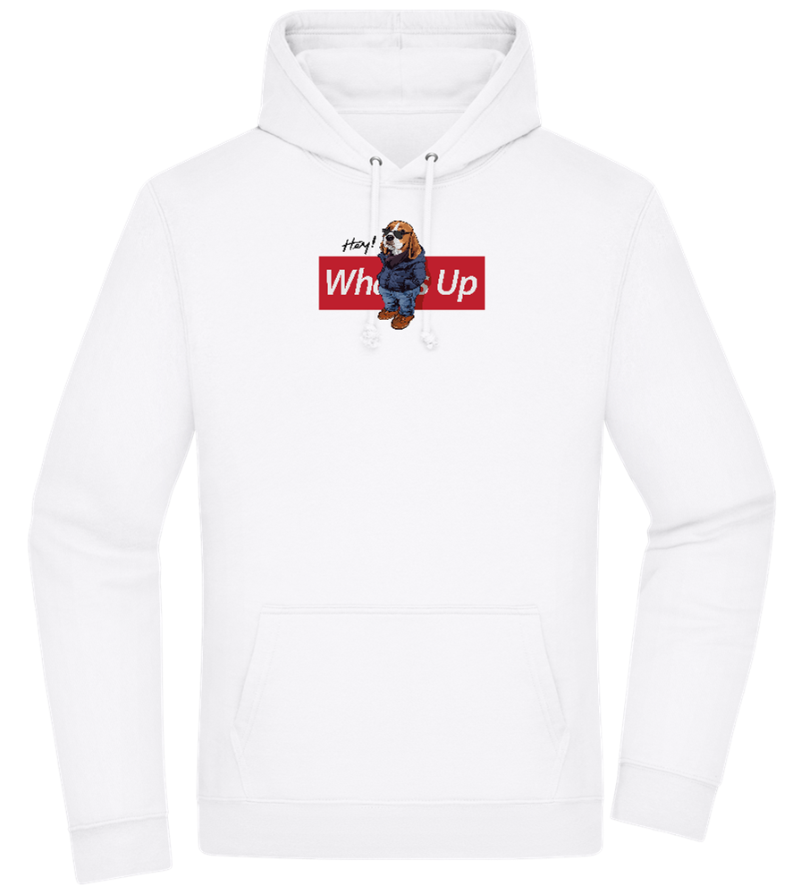 What's Up Dog Design - Premium Essential Unisex Hoodie_WHITE_front