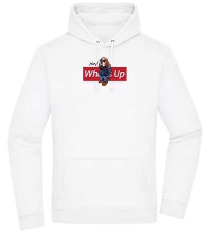 What's Up Dog Design - Premium Essential Unisex Hoodie_WHITE_front