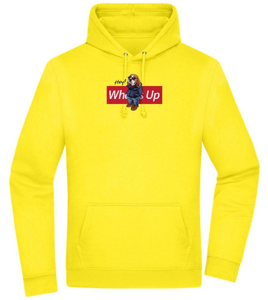 What's Up Dog Design - Premium Essential Unisex Hoodie_YELLOW_front