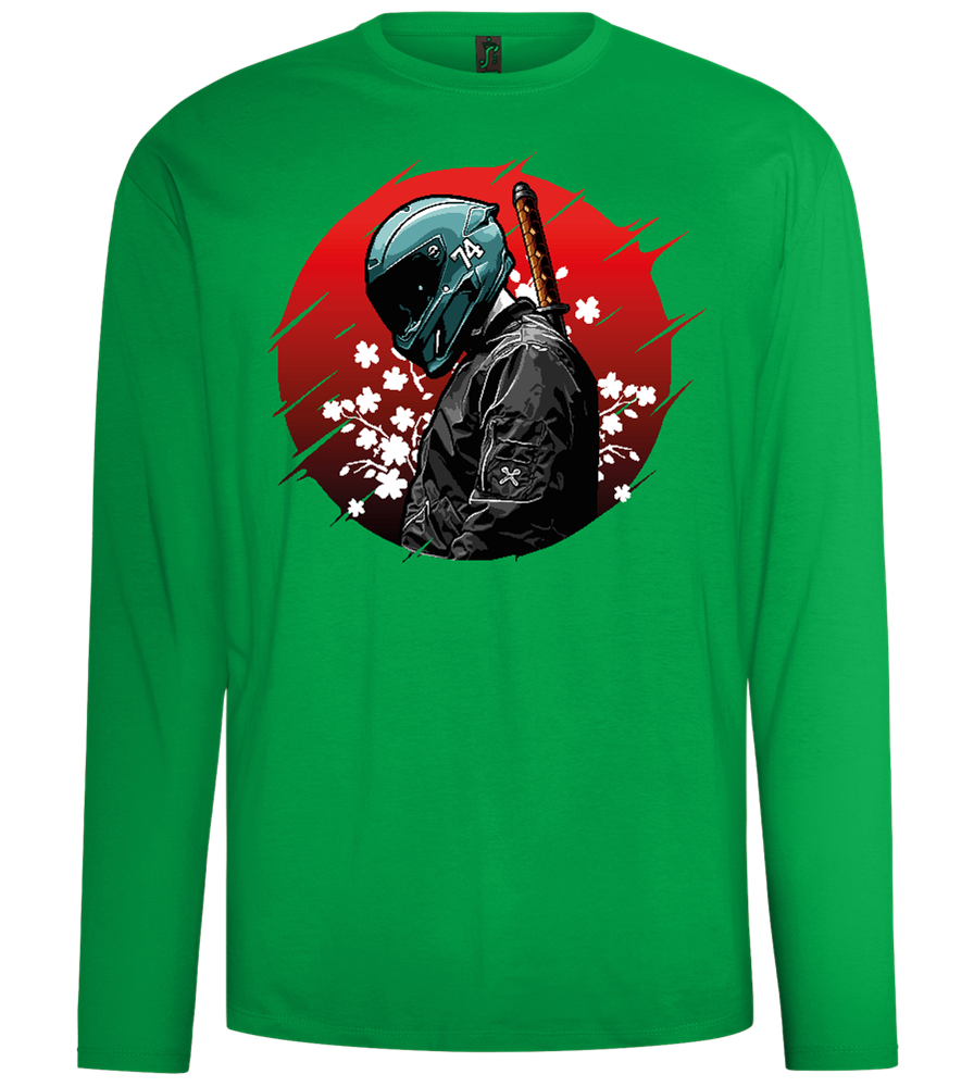 Red Samurai Design - Comfort men's long sleeve t-shirt_MEADOW GREEN_front