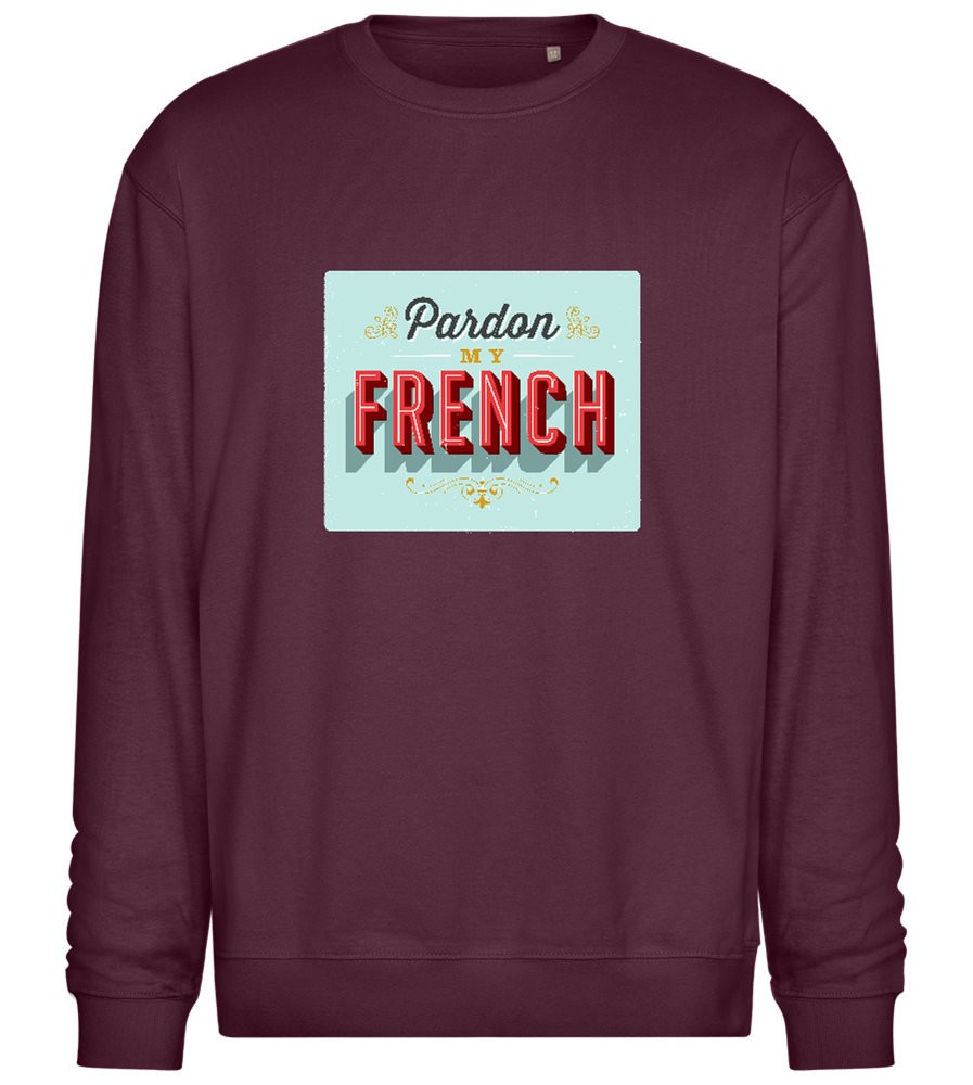 Pardon My French Design - Comfort Essential Unisex Sweater_BORDEAUX_front