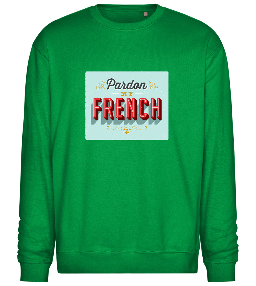 Pardon My French Design - Comfort Essential Unisex Sweater_MEADOW GREEN_front