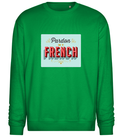 Pardon My French Design - Comfort Essential Unisex Sweater_MEADOW GREEN_front