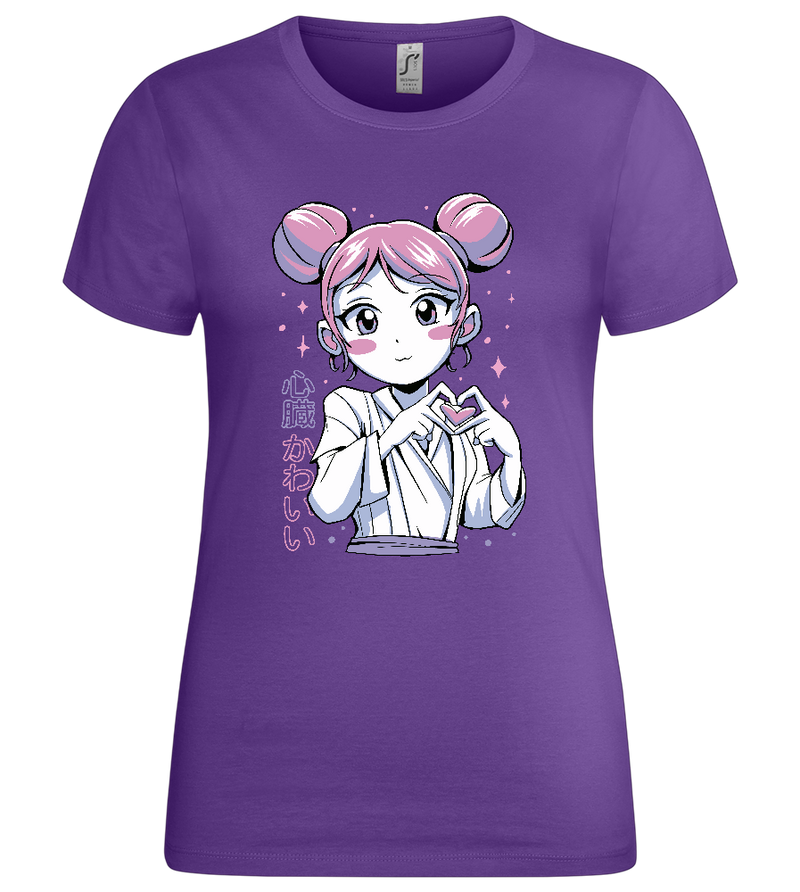 Chibi Love Gesture Design - Premium women's t-shirt_DARK PURPLE_front