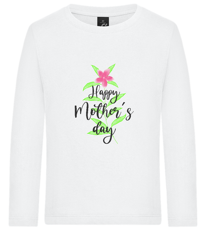 Happy Mother's Day Flower Design - Premium kids long sleeve t-shirt_WHITE_front