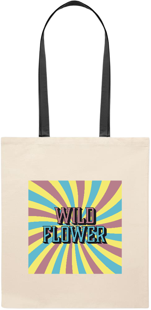 Wild Flower Design - Essential colored handle tote bag_BLACK_front