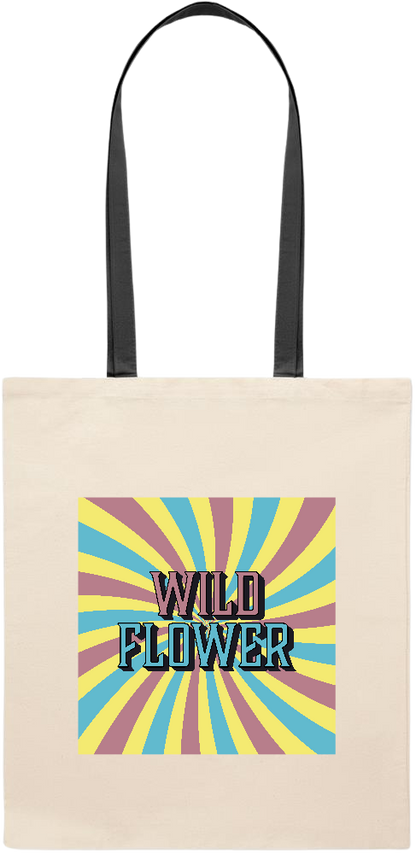 Wild Flower Design - Essential colored handle tote bag_BLACK_front