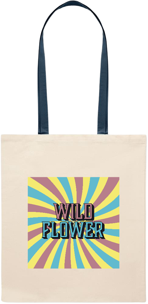 Wild Flower Design - Essential colored handle tote bag_BLUE_front