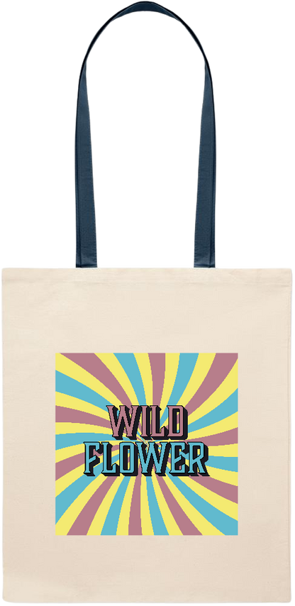 Wild Flower Design - Essential colored handle tote bag_BLUE_front