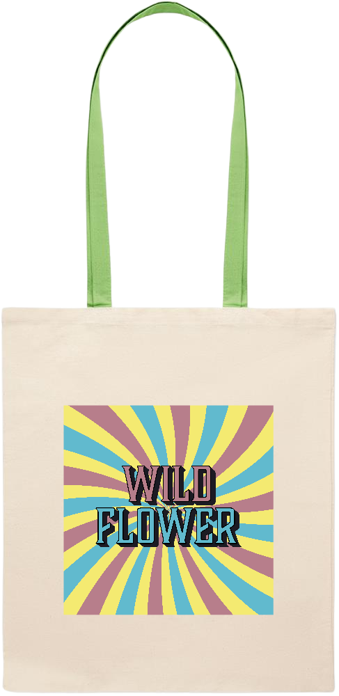 Wild Flower Design - Essential colored handle tote bag_LIME_front