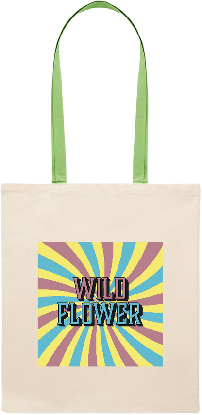 Wild Flower Design - Essential colored handle tote bag_LIME_front