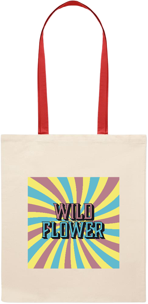 Wild Flower Design - Essential colored handle tote bag_RED_front