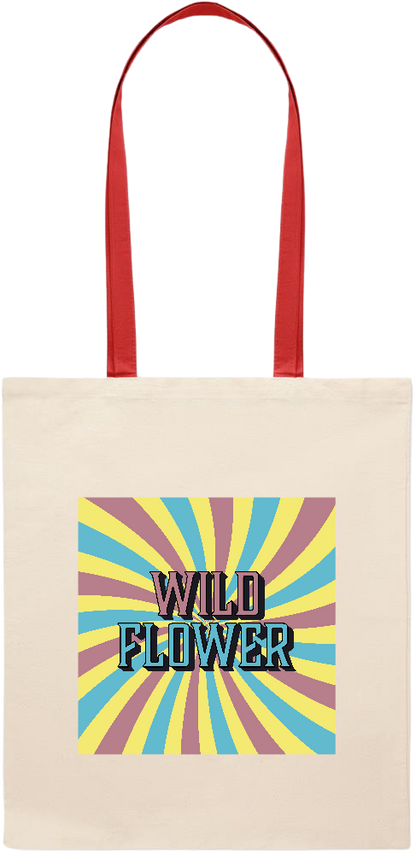 Wild Flower Design - Essential colored handle tote bag_RED_front