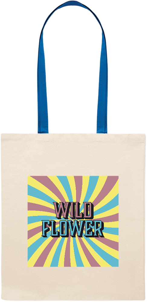 Wild Flower Design - Essential colored handle tote bag_ROYAL BLUE_front