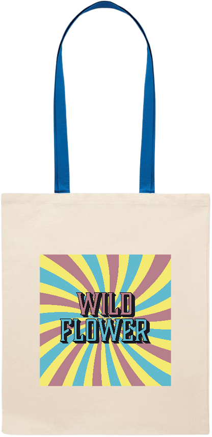 Wild Flower Design - Essential colored handle tote bag_ROYAL BLUE_front