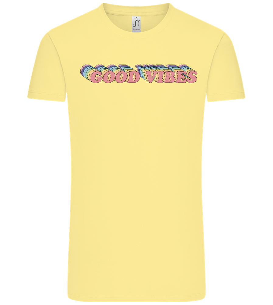 Good Vibes Rainbow Design - Comfort Unisex T-Shirt_AMARELO CLARO_front