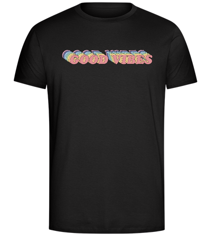 Good Vibes Rainbow Design - Comfort Unisex T-Shirt_DEEP BLACK_front