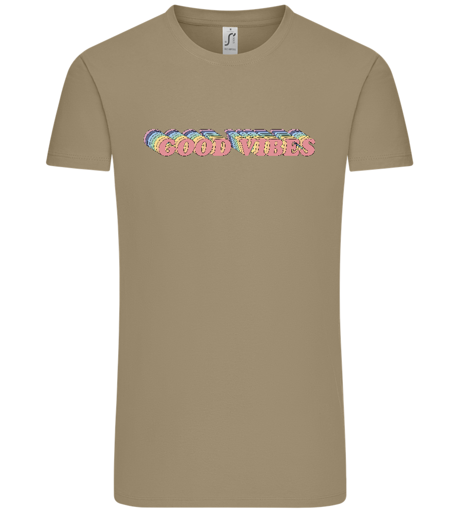 Good Vibes Rainbow Design - Comfort Unisex T-Shirt_KHAKI_front