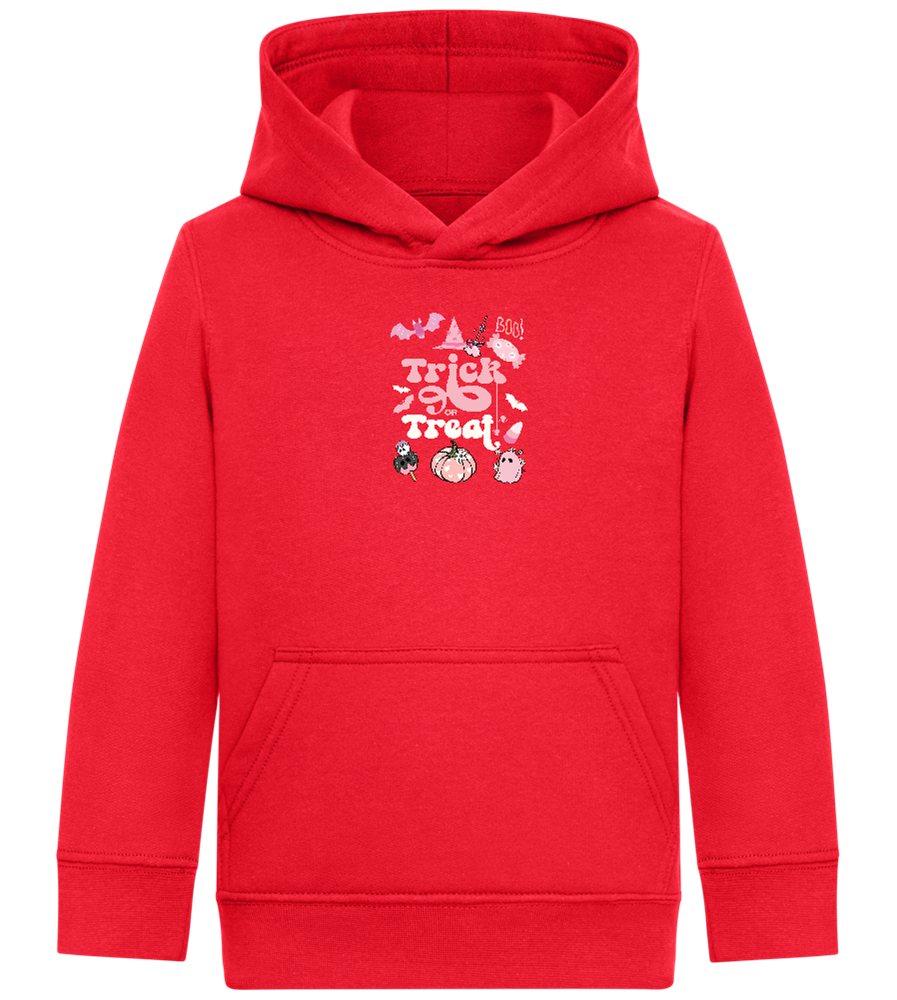 Pink Trick or Treat Design - Comfort Kids Hoodie_BRIGHT RED_front