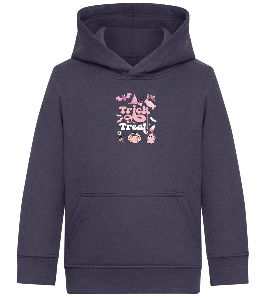 Pink Trick or Treat Design - Comfort Kids Hoodie_FRENCH NAVY_front