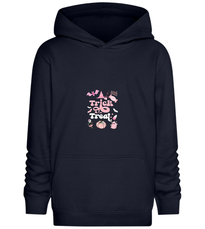 Pink Trick or Treat Design - Comfort Kids Hoodie_FRENCH NAVY_front